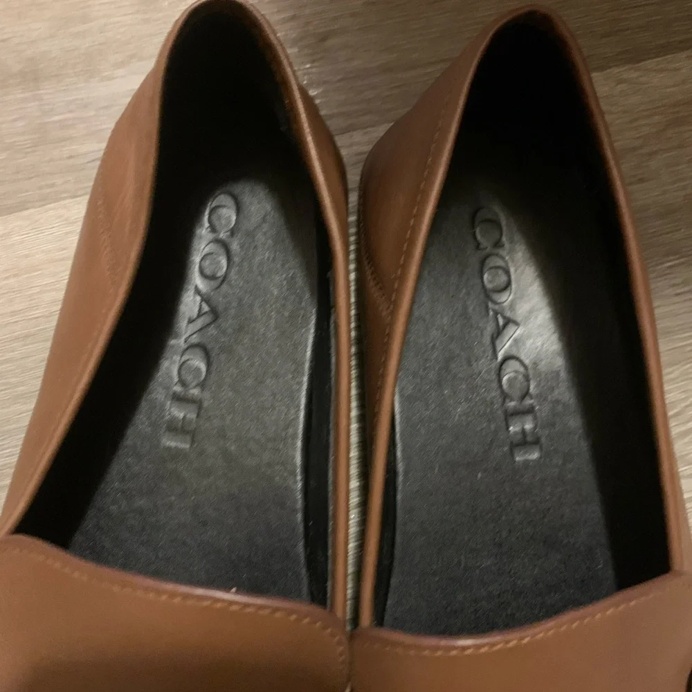 Coach Brown Leather Men's Loafers with Gold Hardware